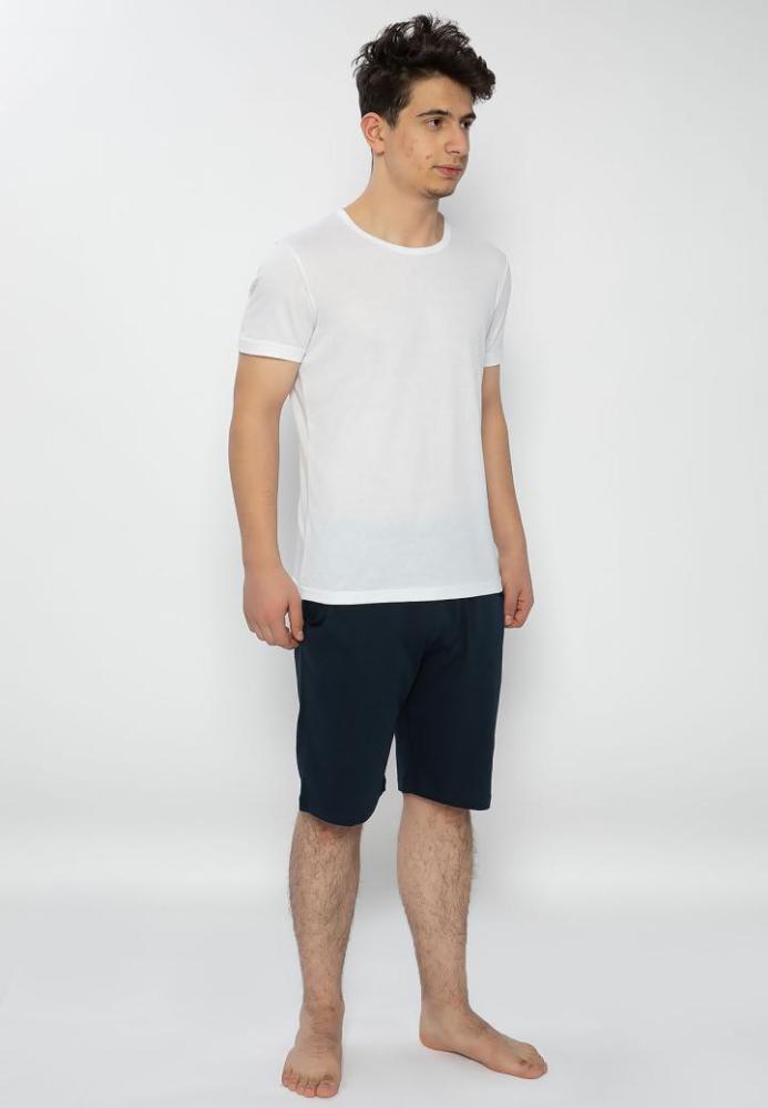 Pijama Bumbac & Moda bărbați,culoare alb-bleumarin, – Engros